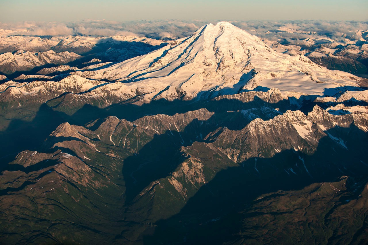 Braided glacial river in Alaska from the air