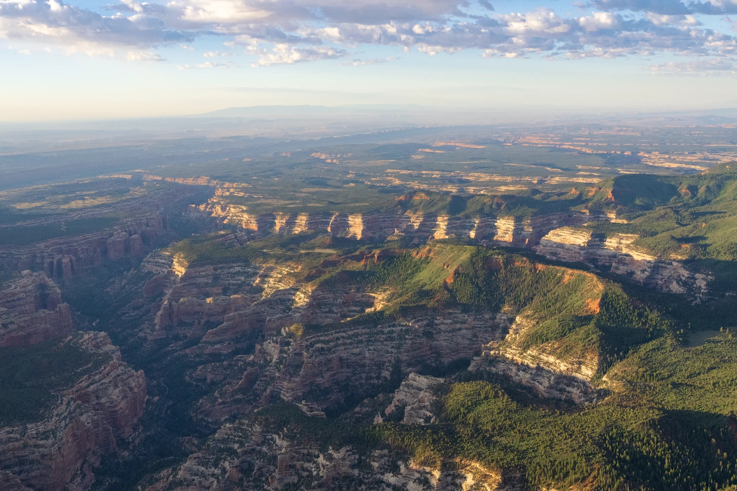Aerial river canyon at golden hour