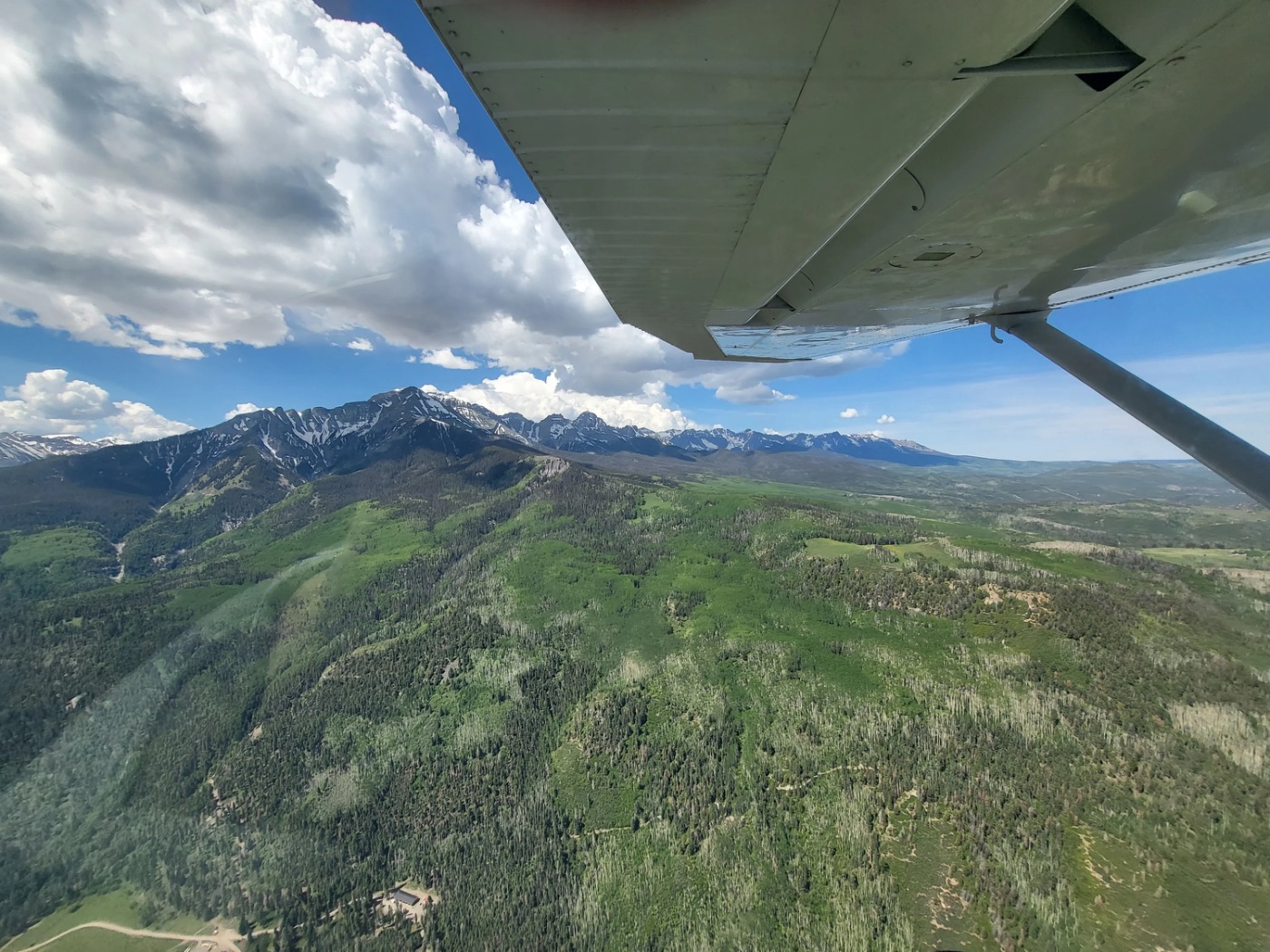 View from the cockpit of a small aircraft in flight