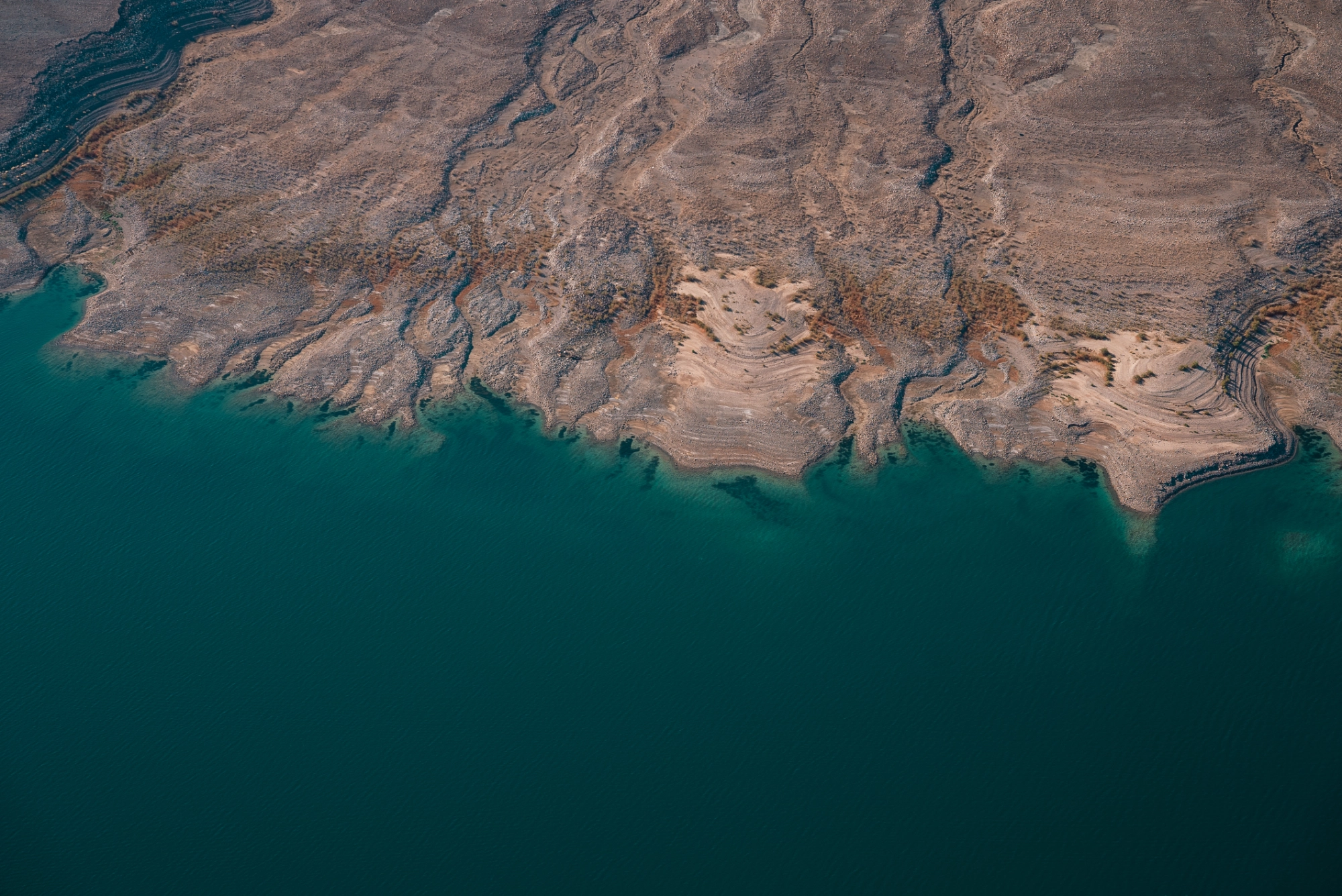 Lake Powell's shoreline reveals the record low water levels.